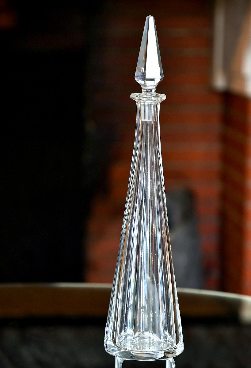 Baccarat. Tapered Liqueur Carafe (33cm) In Cut Crystal, “malmaison” Pattern.