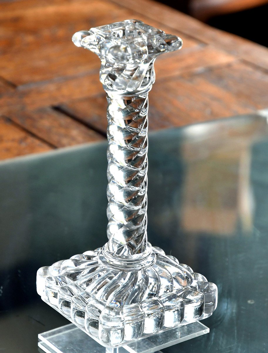 Baccarat. Important "column" Candlestick, In Solid Crystal. “bamboo” Model.