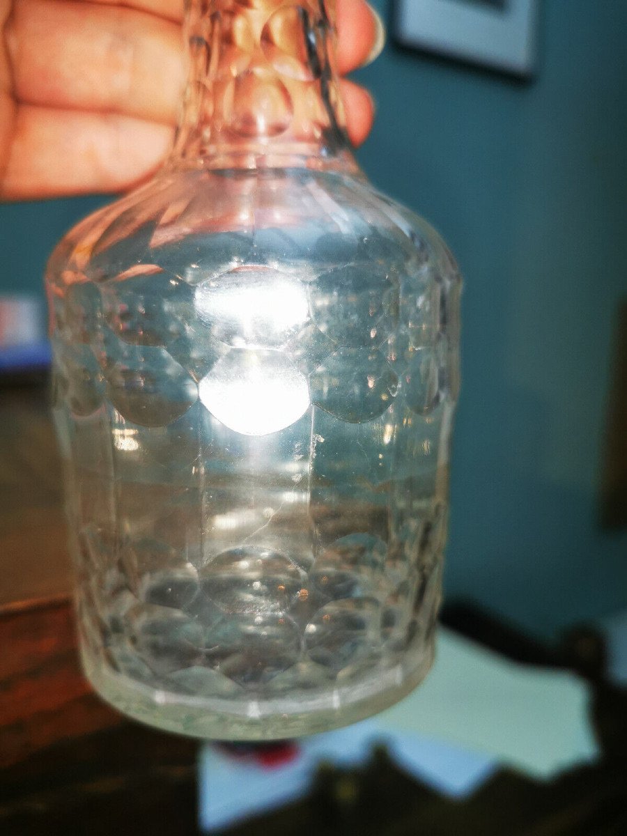 Flacon d’époque 18éme [XVIII° siècle], en verre soufflé et ciselé — Espagne (Granja ?).-photo-3