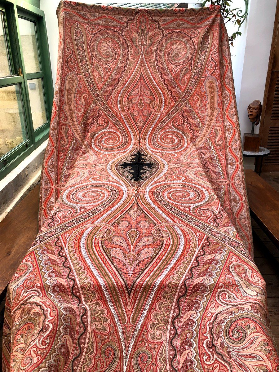 Textile Cashmere Antony  Berrus Shawl Long Cashmere Sign Circa1850-photo-4