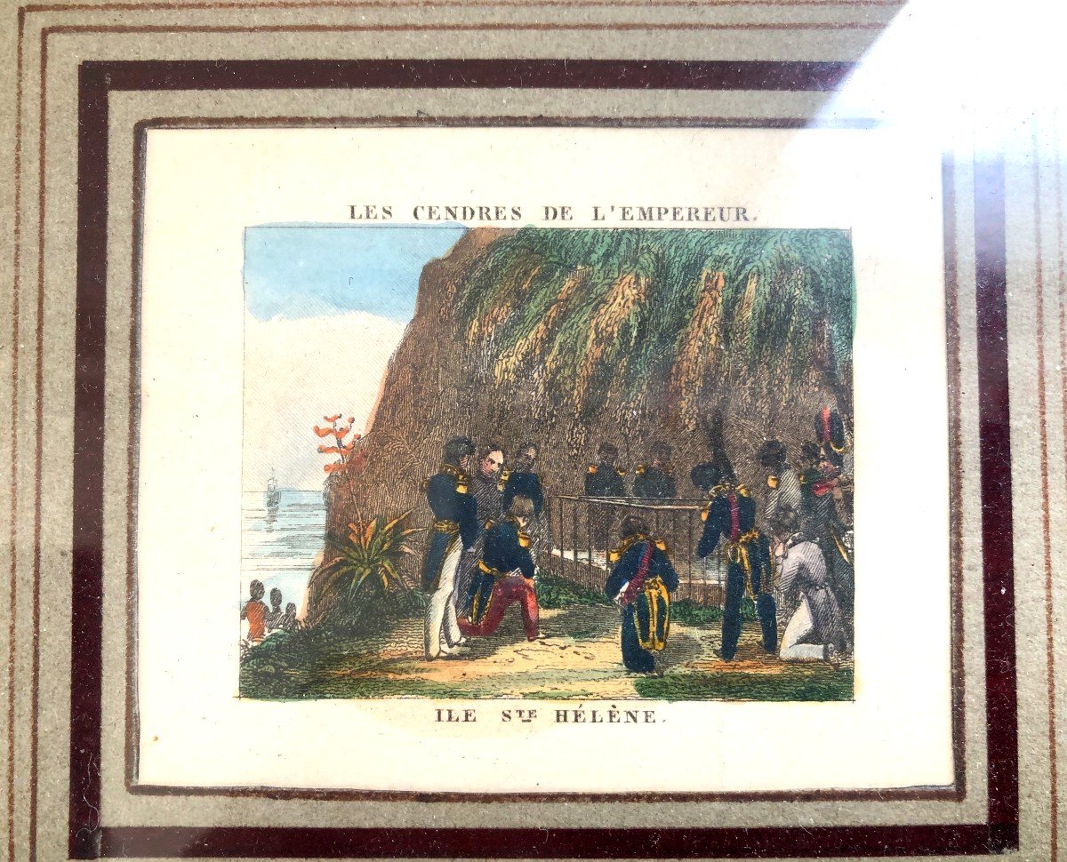  Napoleon Bonaparte 6 Gravures miniatures Aquarellees " Les Cendres De L Empereur " -photo-3