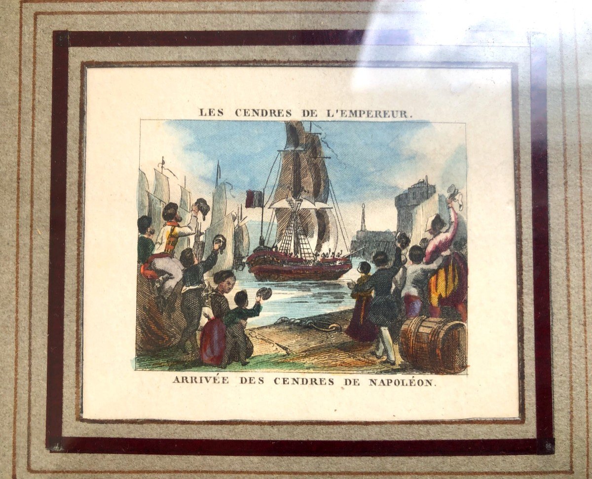  Napoleon Bonaparte 6 Gravures miniatures Aquarellees " Les Cendres De L Empereur " -photo-4