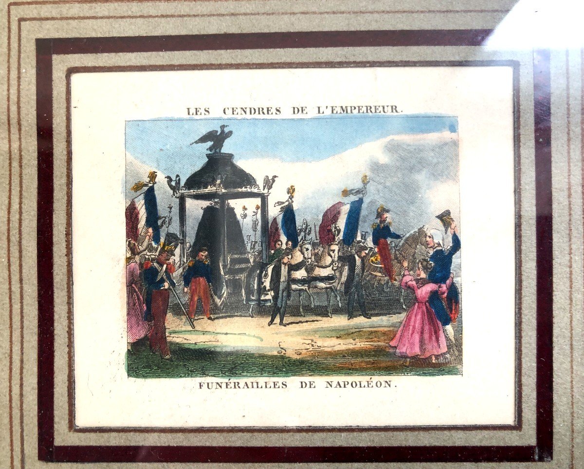  Napoleon Bonaparte 6 Gravures miniatures Aquarellees " Les Cendres De L Empereur " -photo-1