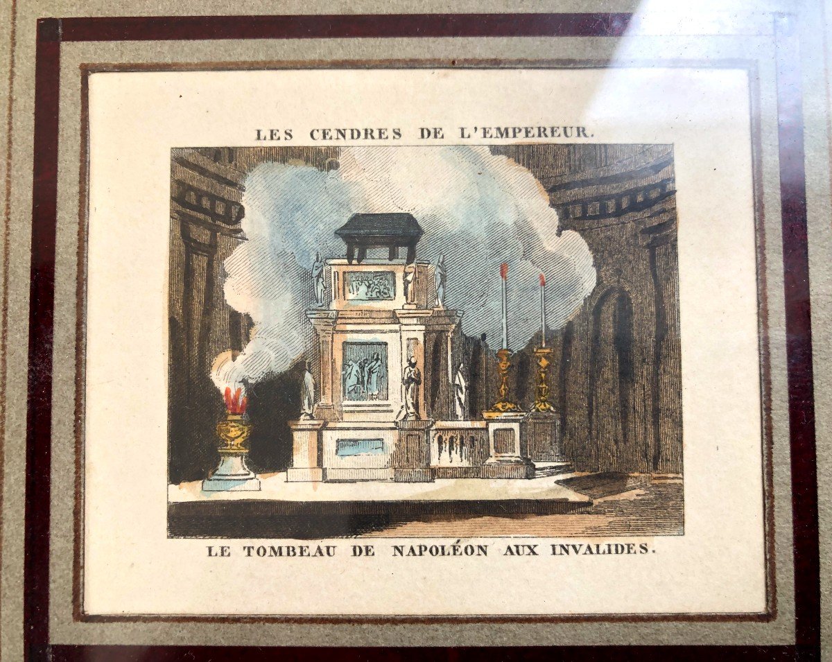  Napoleon Bonaparte 6 Gravures miniatures Aquarellees " Les Cendres De L Empereur " -photo-2