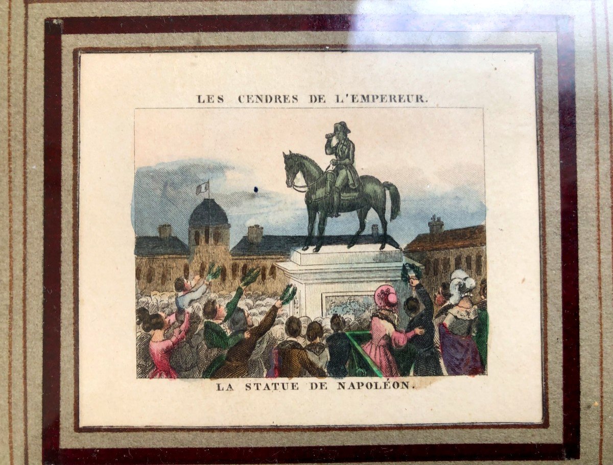  Napoleon Bonaparte 6 Gravures miniatures Aquarellees " Les Cendres De L Empereur " -photo-3