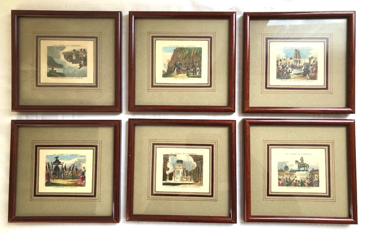  Napoleon Bonaparte 6 Gravures miniatures Aquarellees " Les Cendres De L Empereur " 