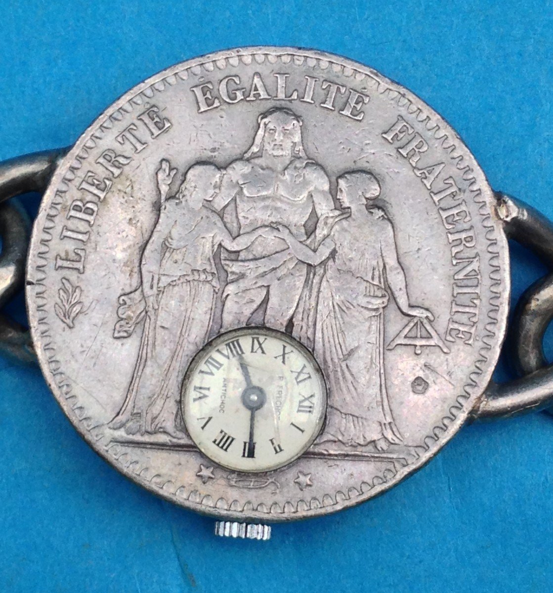 Sterling Silver Bracelet Watch Fréchot Hercule Cinq Franc 1875 -photo-8