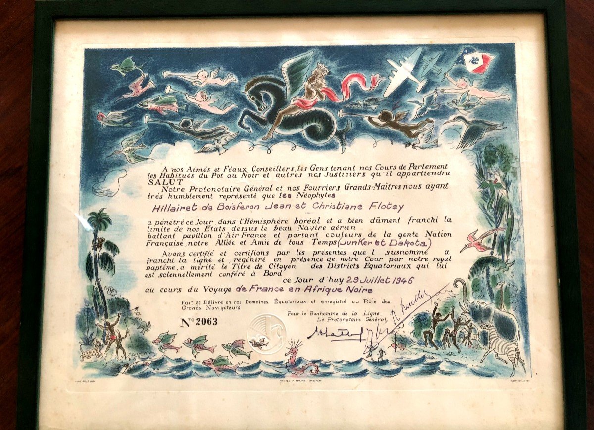 Diploma Poster Air France Aviation H Baille Junker Et Dakota