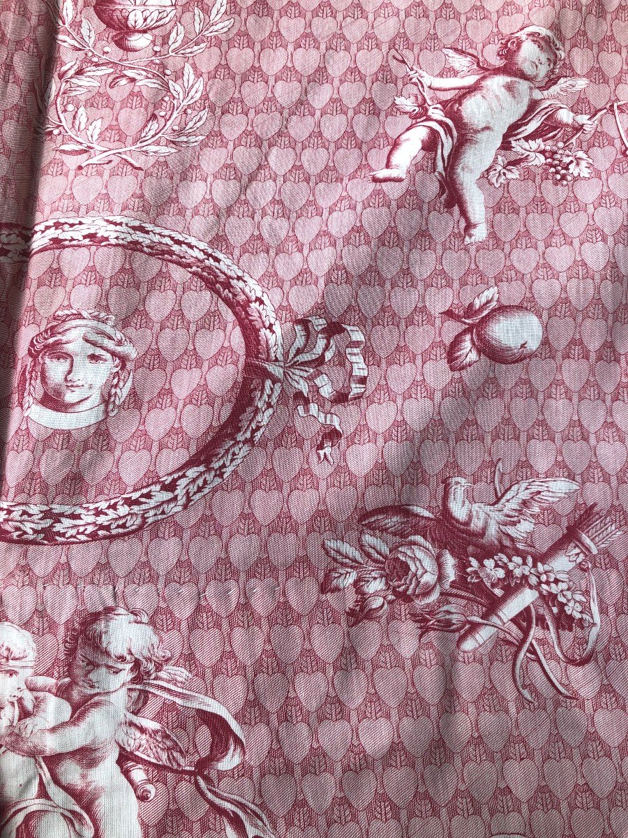 Textile Toile De Jouy 2 Pairs Of Hangings Circa 1803 -photo-4