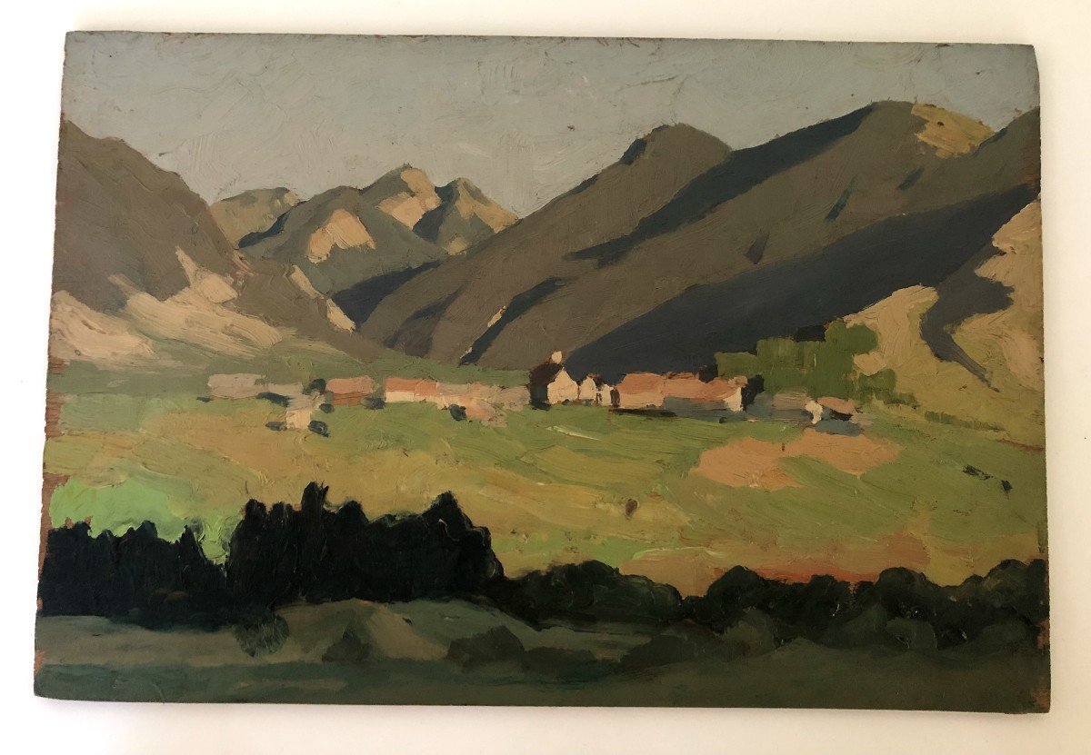 Huile Sur Panneau Rene Olivier ? Peinture Regionaliste Dans Le Queyras Briancon