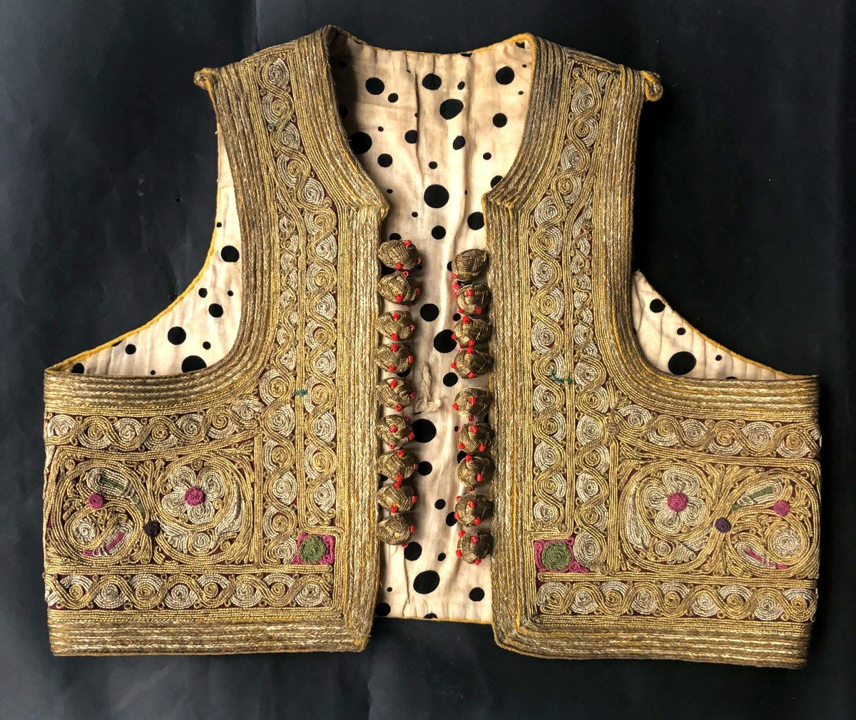 Ottoman Empire Bolero Vest Gold And Silver Embroidery Early 20th Century-photo-2