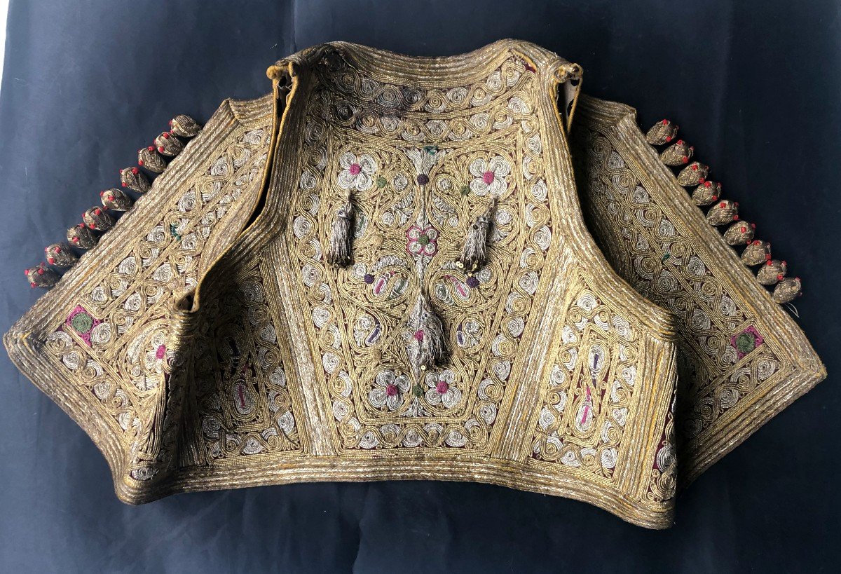 Ottoman Empire Bolero Vest Gold And Silver Embroidery Early 20th Century