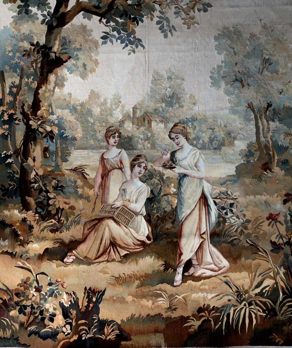 Tapisserie Aubusson Felletin Verdure Et Personnage XIXème Siecle-photo-5