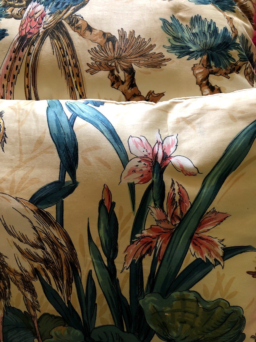 Fabric 2 Cushions Decor Naturalist And Panoramic Art Nouveau -photo-4