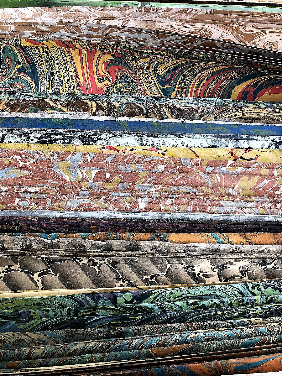 78 Sheets Of Marbled Papers, 19th Century Or Earlier, Suminagashi Turkish Paper-photo-2