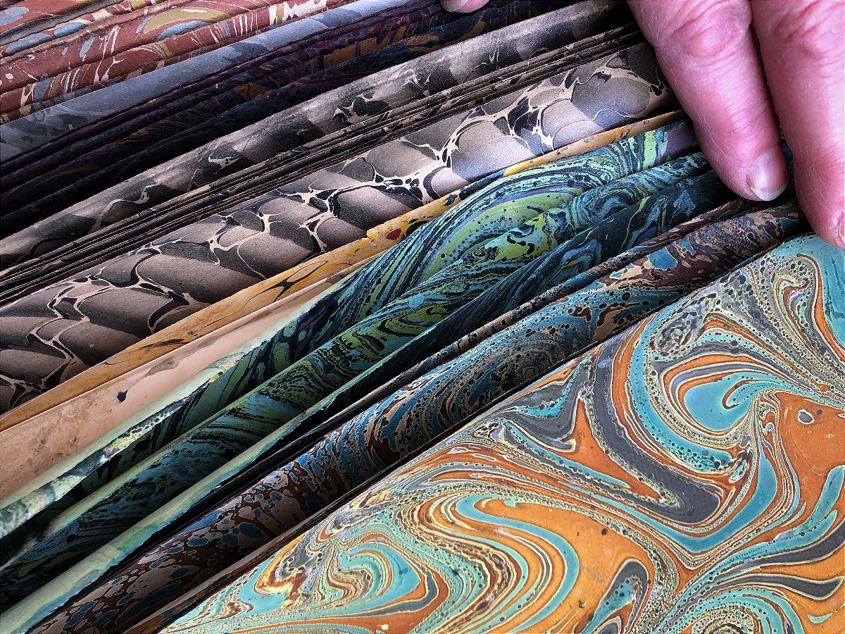 78 Sheets Of Marbled Papers, 19th Century Or Earlier, Suminagashi Turkish Paper-photo-2