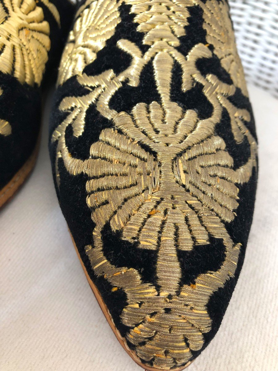 Slipper Embroidery Morocco Metallic Thread Shoe-photo-3