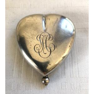 Louis d'Or Door Piece 19th Century Sterling Silver Heart Monogramme