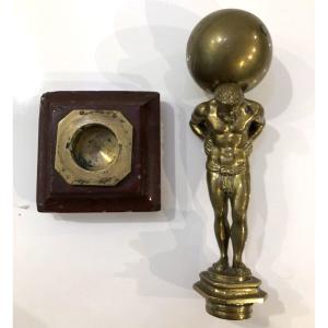 Seal Bronze Sculpture Statue  Atlas 19th Century Tampon Seal