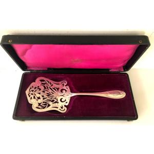 Ercuis Art Nouveau Asparagus Shovel Service Silver Plate Model Flower Iris