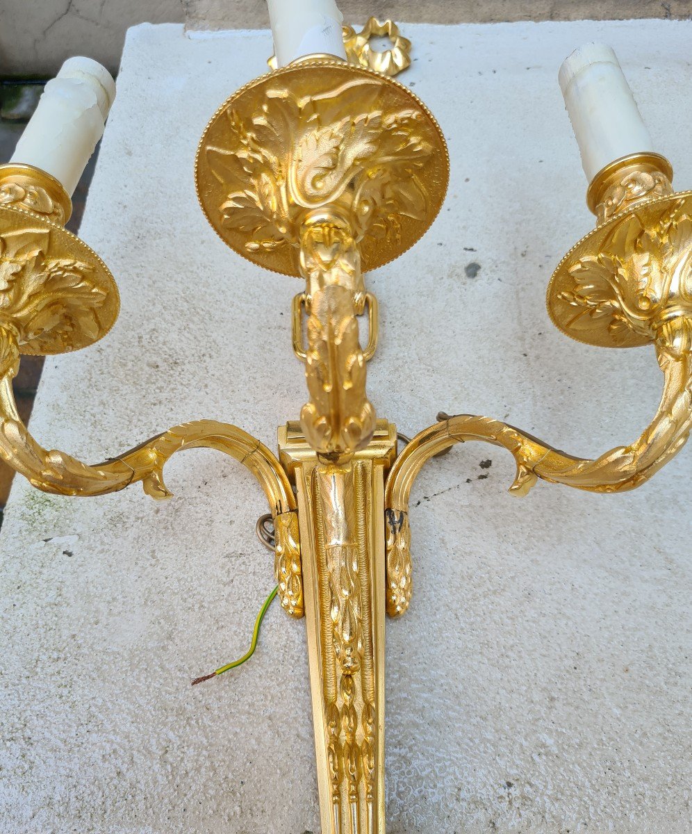 Large Pair Of Louis XVI Style Sconces, Maison Charles, 20th Century-photo-5