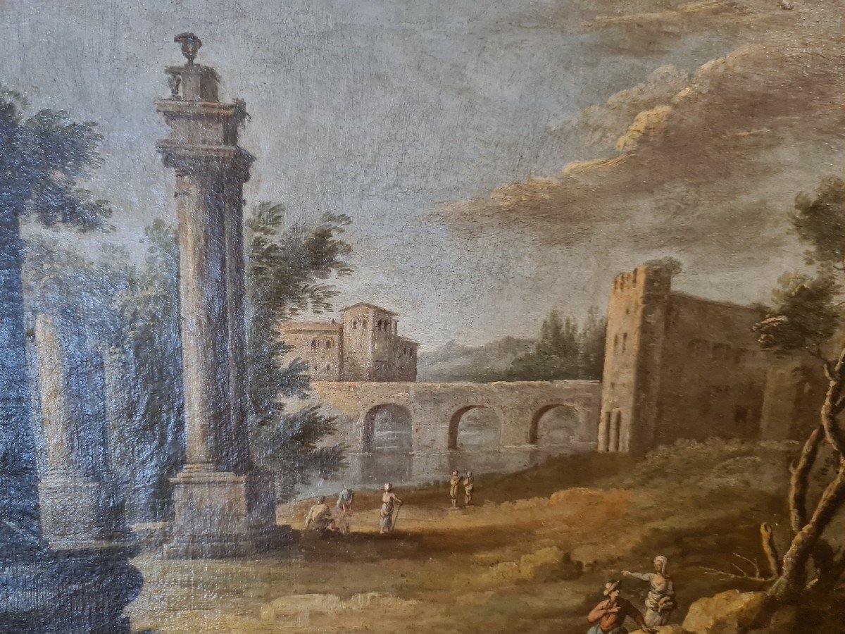 Pair Of Canvases Italy Mid-18th Century Att Giacomo Van Lint (1723-1780) - Surroundings Of Rome-photo-5