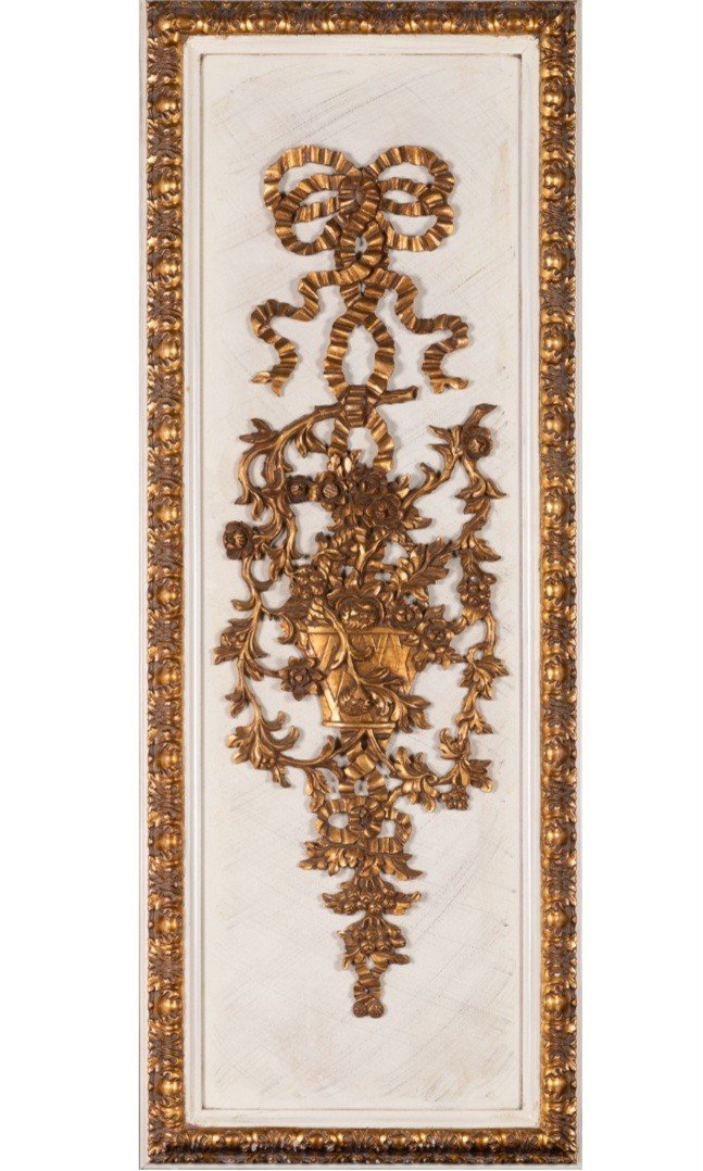 Paire De Boiseries En Bois Laqué  Et Dorure , Style Louis XV-photo-2