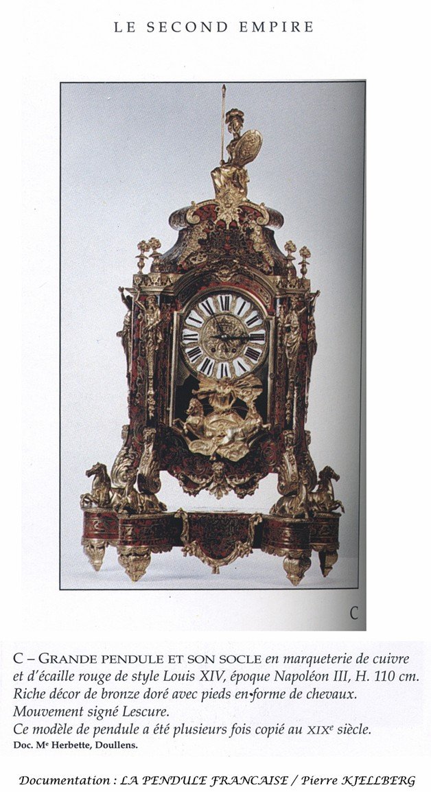 Large Clock Or Cartel In Boulle Marquetry In Brass And Tortoise Shell Louis XIV Style-photo-4