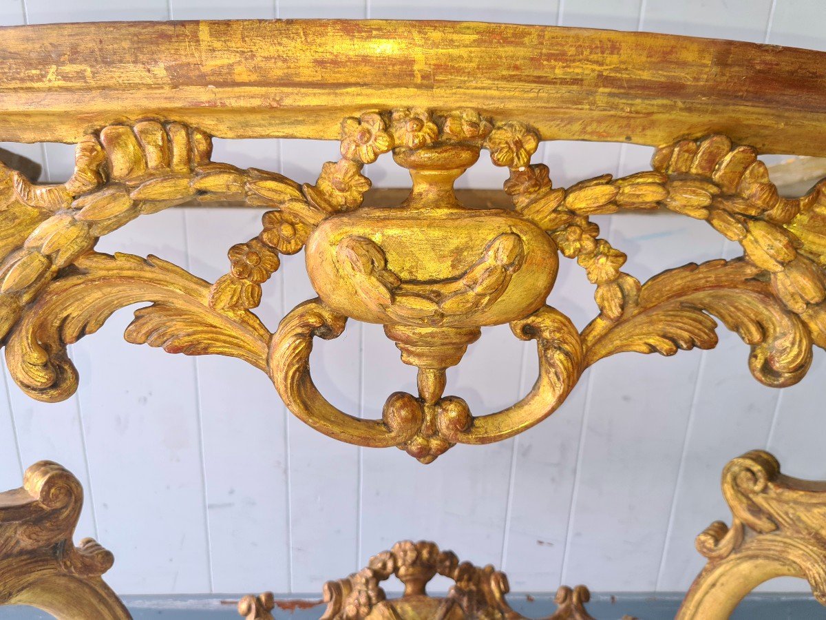 Elégante Console En Bois Doré époque Louis XV , Vers 1750. -photo-1