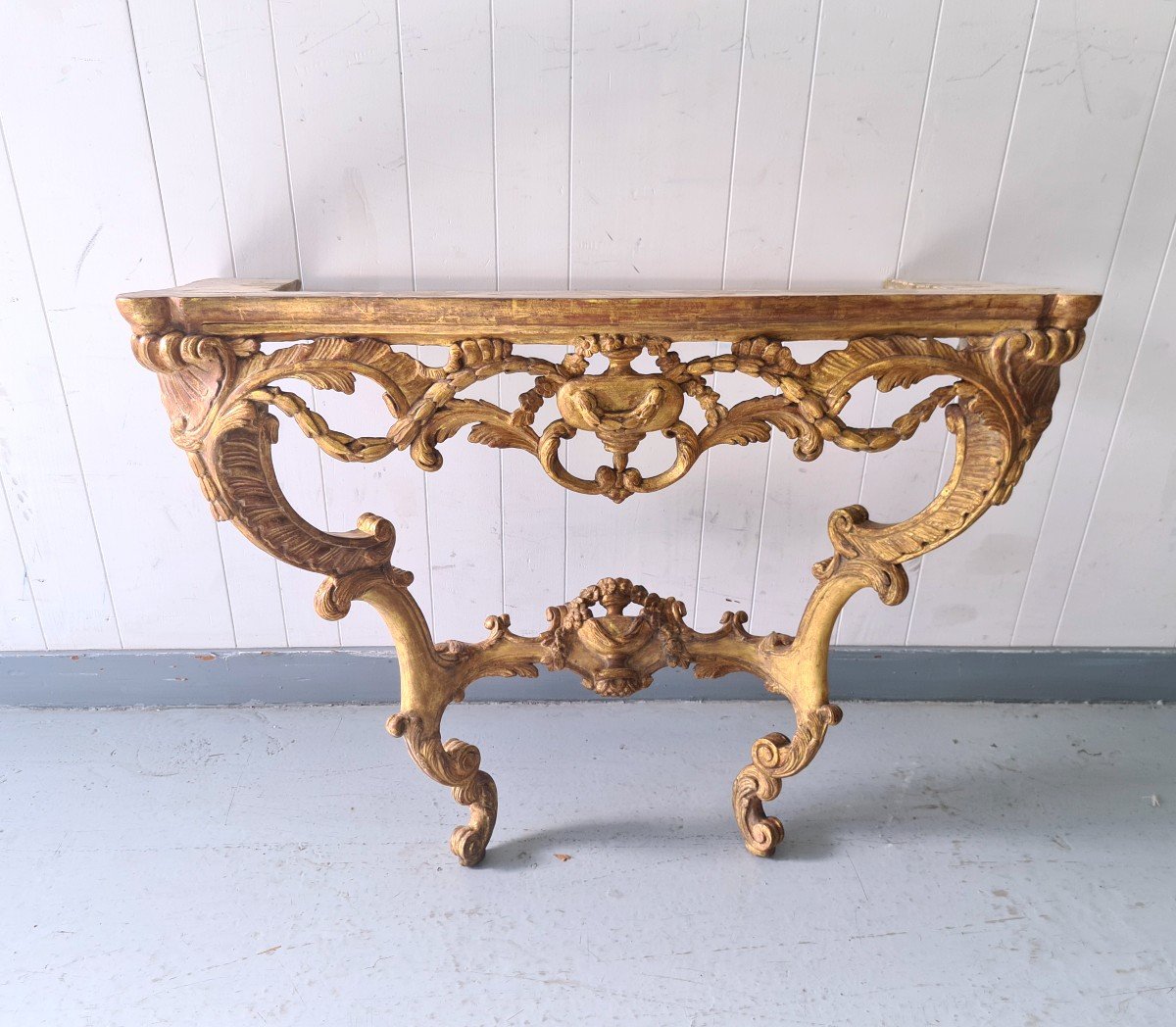 Elégante Console En Bois Doré époque Louis XV , Vers 1750. -photo-3