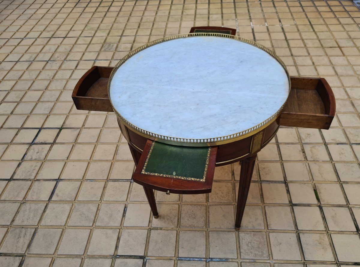 Louis XVI Style Bouillote Table (with Its Stopper), Mahogany, Mid-19th Century -photo-4