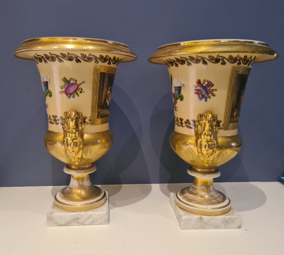 Paire De Vases Médicis En Porcelaine - 1er Tiers Du XIXème -photo-3