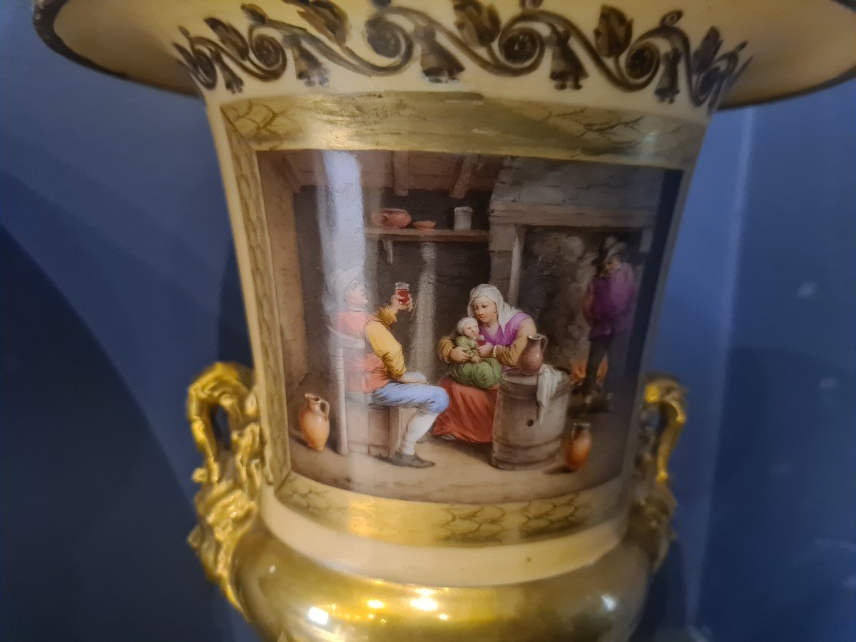 Paire De Vases Médicis En Porcelaine - 1er Tiers Du XIXème -photo-2