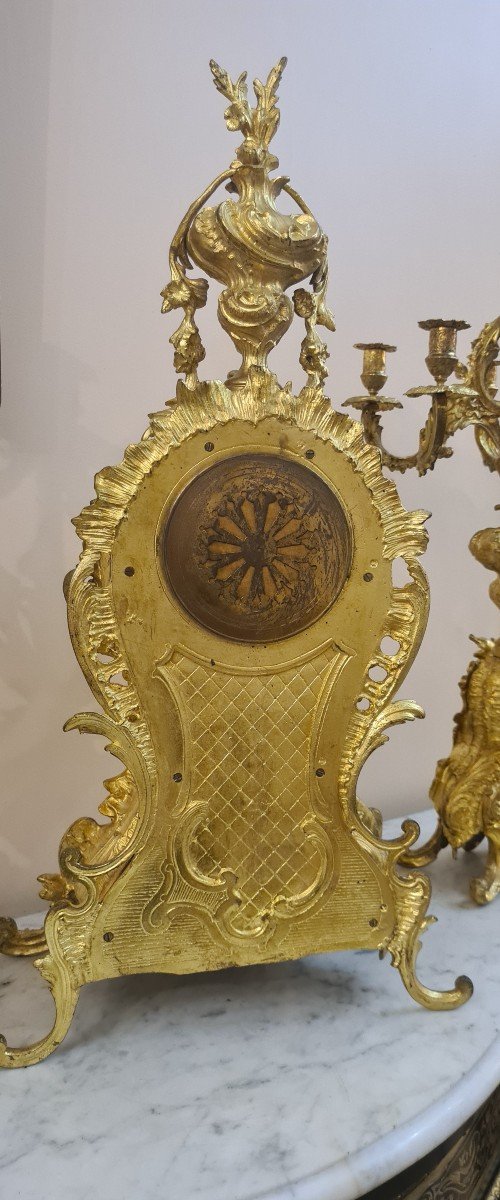 Importante Et Spectaculaire Garniture De Cheminée En Bronze Doré Style Louis XV , Fin XXème -photo-3