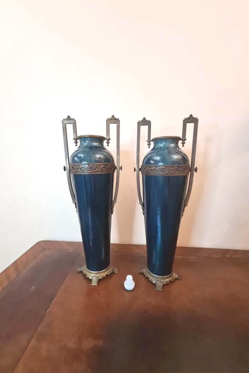 Porcelaine De Sevres - époque Art Déco - Vers 1930 - Grande Paire De Vases -photo-2