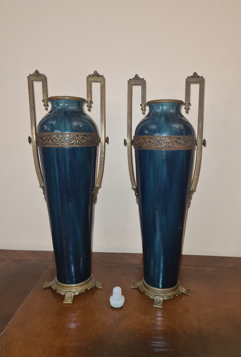 Porcelaine De Sevres - époque Art Déco - Vers 1930 - Grande Paire De Vases -photo-1