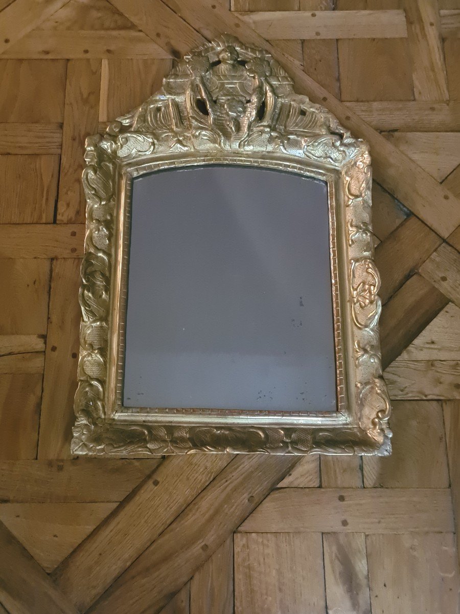 Miroir En Bois Doré époque Louis XV-photo-2