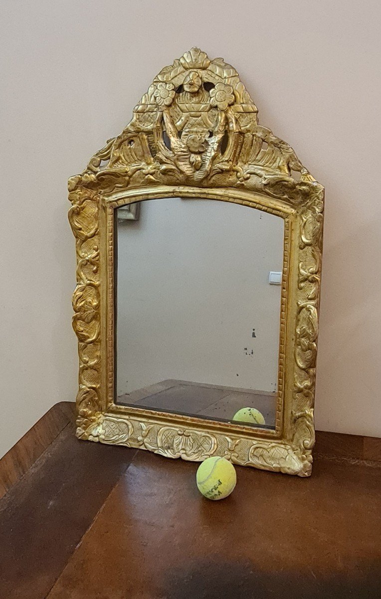 Miroir En Bois Doré époque Louis XV-photo-3