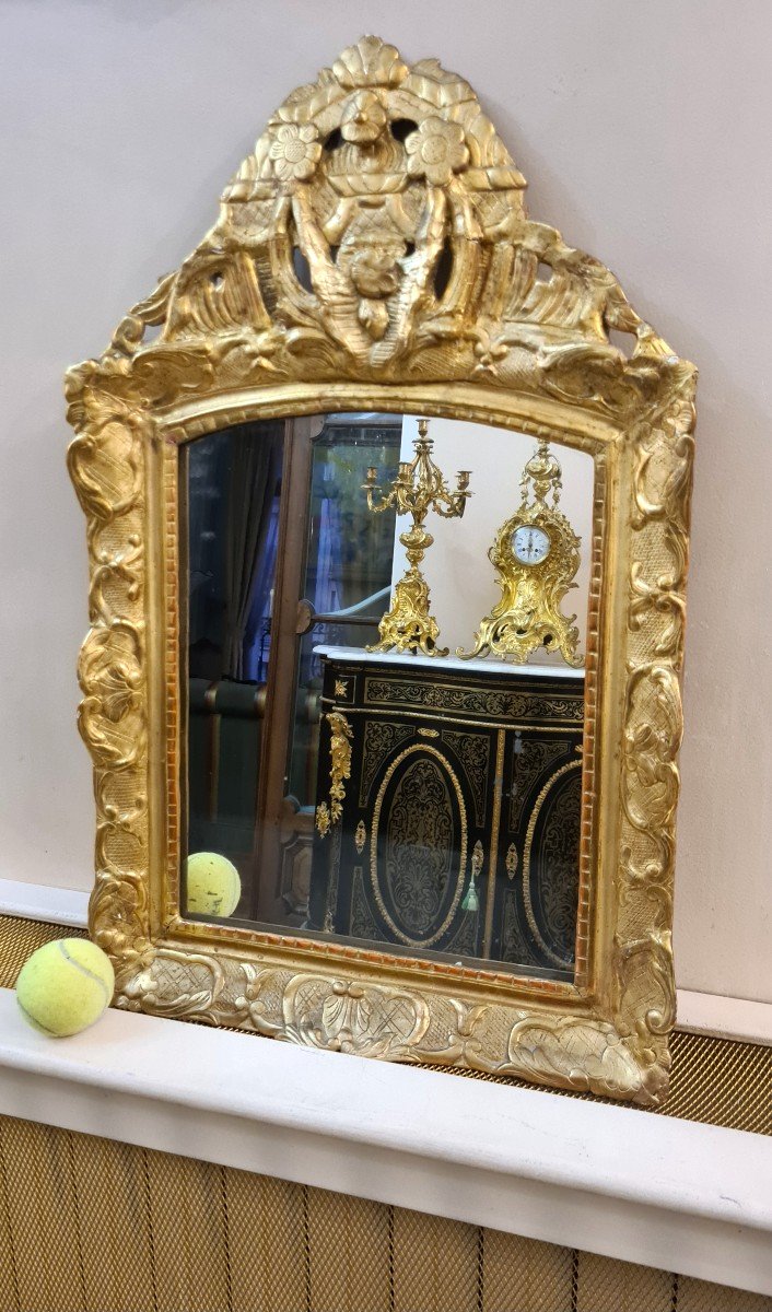 Miroir En Bois Doré époque Louis XV-photo-4