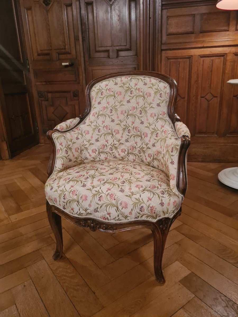 Bergère d'époque Louis XV En Noyer , Circa 1760. -photo-2