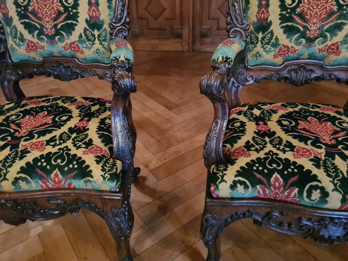 Exceptionnelle Paire De Fauteuils Italiens à Châssis - Venise Début XVIIIème - Circa 1720-photo-3