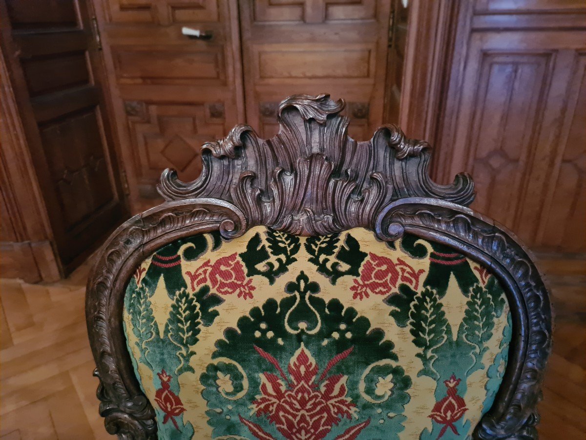 Exceptionnelle Paire De Fauteuils Italiens à Châssis - Venise Début XVIIIème - Circa 1720-photo-4