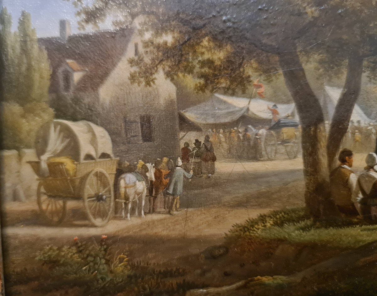 Jean-françois Demay (1798 - 1850) - Scène De Fête Villageoise- Sur Sa Toile D’origine 22 X 27cm-photo-3