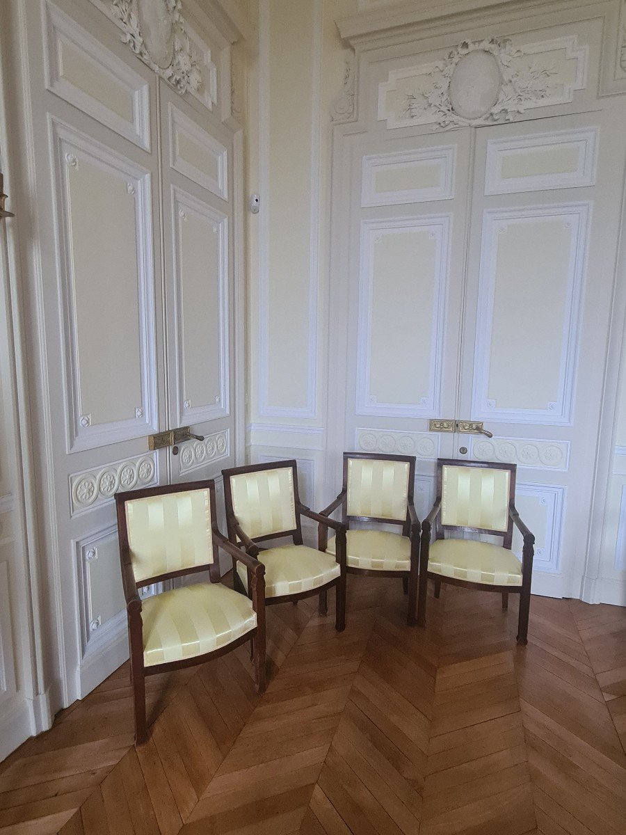 Série De 4 Fauteuils En Acajou époque Consulat