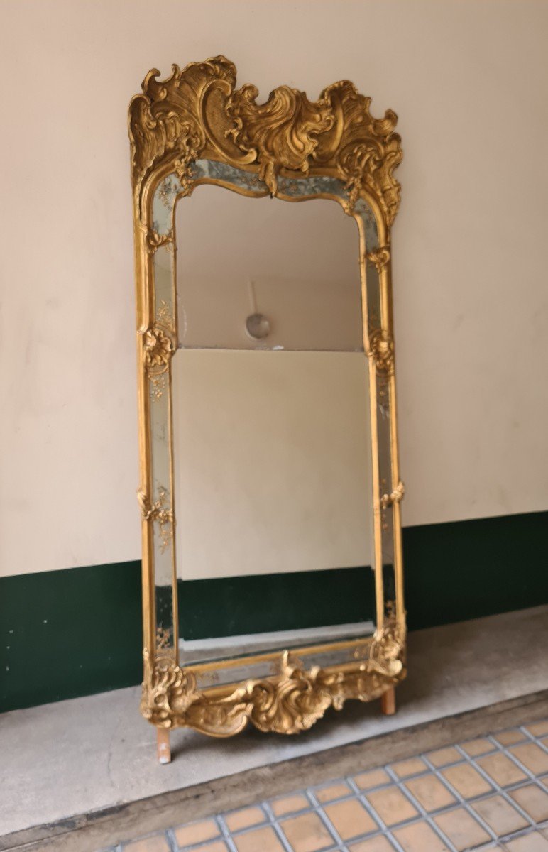 Grand Miroir à Parcloses En Bois Doré - Venise Fin XVIIIème-photo-2