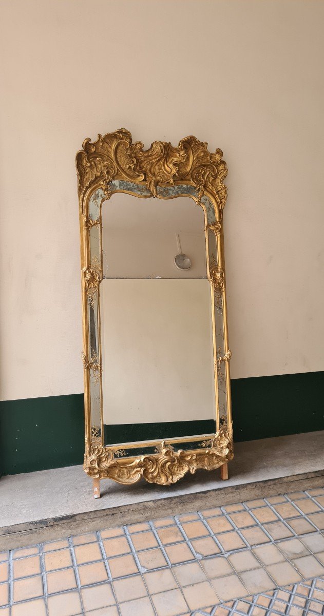 Grand Miroir à Parcloses En Bois Doré - Venise Fin XVIIIème