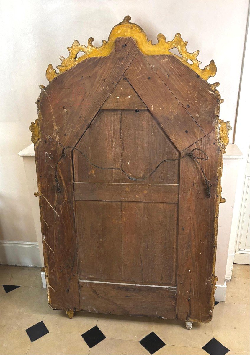 Louis XV Style Gilded Wood Mirror With Glazing Beads, Late 18th Century-photo-1