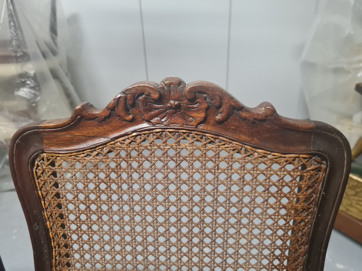 Pair Of Carved And Waxed Walnut Chairs, Early Louis XV Period-photo-3