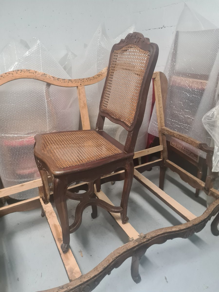 Pair Of Carved And Waxed Walnut Chairs, Early Louis XV Period-photo-1