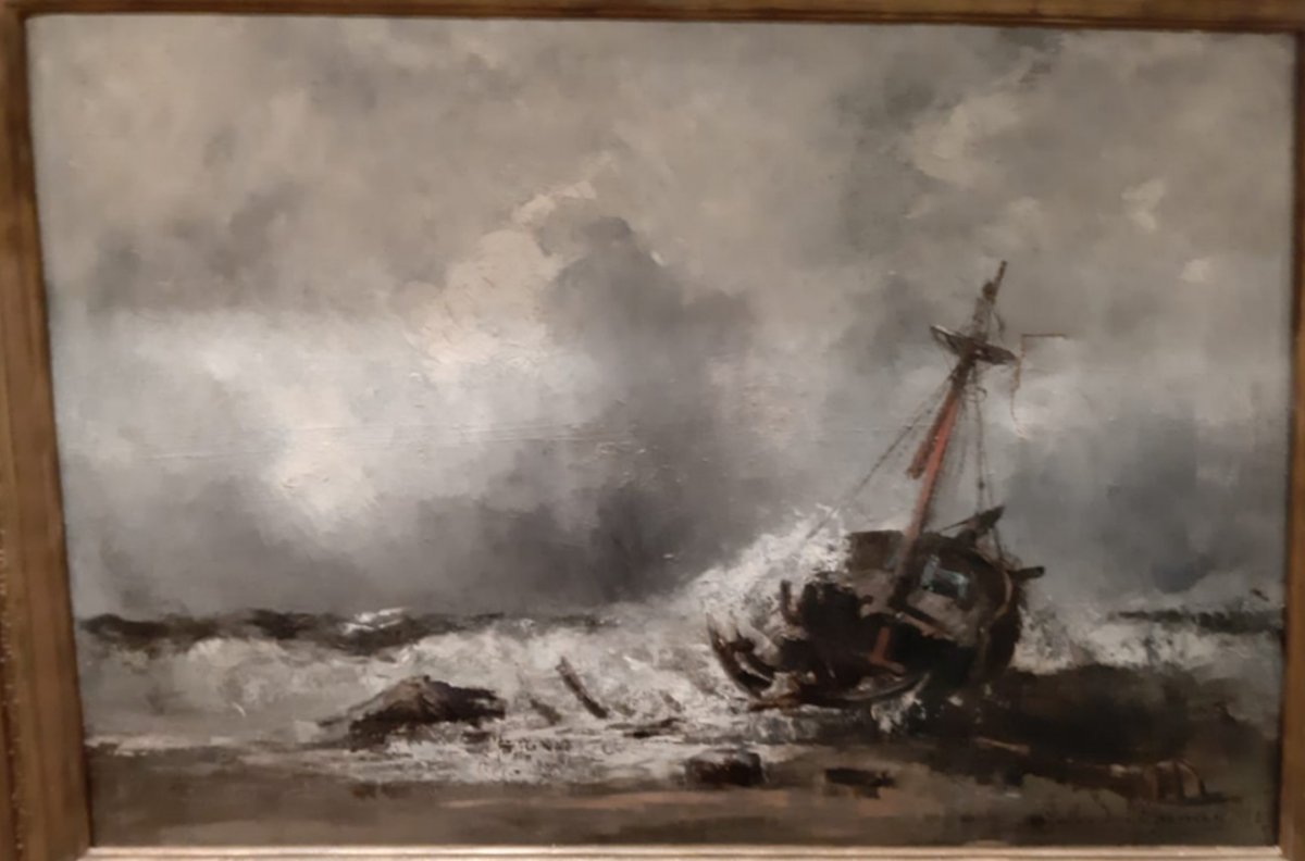 Tableau XIXème -bateau échoué -  Gallard Lepinay (1842-1885). 